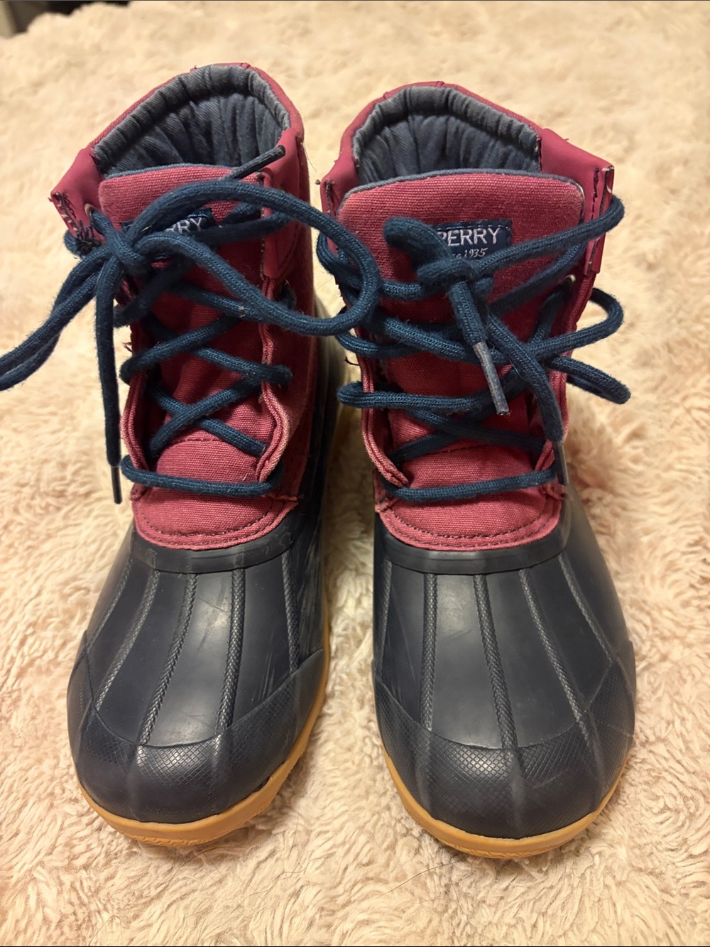 Sperry Navy and Pink Kids' Duck Boots